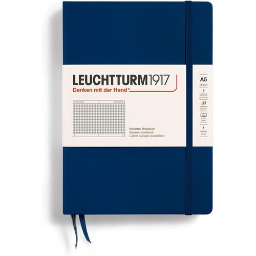 Eryi-342923 Carnet Medium A5 Quadrillé 249 Pages Numérotées Bleu Marine