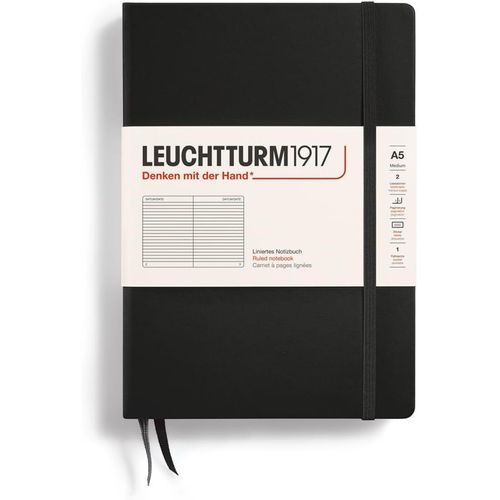 Eryi-300612 Carnet Medium A5 Ligné 249 Pages Numérotées Noir
