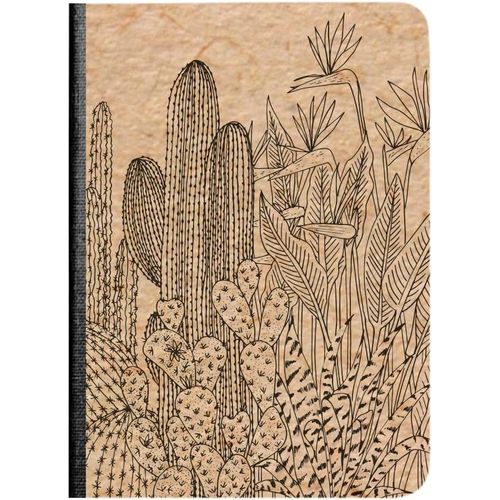 116042c-Un Carnet Broché Souple Motif Nature Sur Couverture Kraft-A6 10,5x14,8cm-144 Pages Lignées Papier Ivoire 90g-Dos Toilé-Le Cerisier Blanc-2 Visuels,Livr Aléatoire