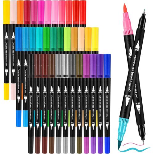 36 Feutre Acrylique, Feutres Épais(2mm) Et Fins(0.4mm), Pour Bullet Journal, Lettrage À La Main, Calligraphie Manga, Encre À Base D'eau, Stylo Double Fibre (36)