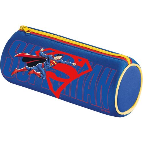 Kalanka-- Trousse Ronde Superman - Trousse Scolaire En Néoprène, Tissu Doux Anti-Déchirures - 21 Cm X 6 Cm