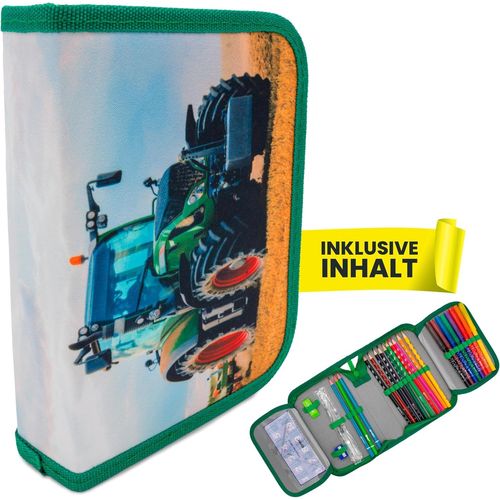 Pencil Case 28 Pieces Filled With 1 Zipper For Boys And Girls, Tractor., Extra Pocket