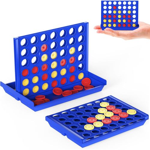 Puissance 4 Format Poche Pour Enfants De 3+ Ans, Jeu De Voyage Parfait Pour Enfants, Jouet Éducatif Classique,Idéal Pour Voiture & Avion, Jeu De Stratégie Portable Pour 2 Joueurs