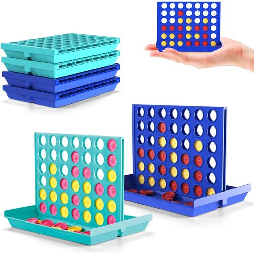 Puissance 4 Format Poche-4 Pack Pour Enfants De 3+ Ans, Jeu De Voyage Parfait Pour Enfants, Jouet Éducatif Classique,Idéal Pour Voiture & Avion, Jeu De Stratégie Portable Pour 2 Joueurs[Z1596]