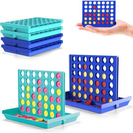 Puissance 4 Format Poche-4 Pack Pour Enfants De 3+ Ans, Jeu De Voyage Parfait Pour Enfants, Jouet Éducatif Classique,Idéal Pour Voiture & Avion, Jeu De Stratégie Portable Pour 2 Joueurs[Z1596]