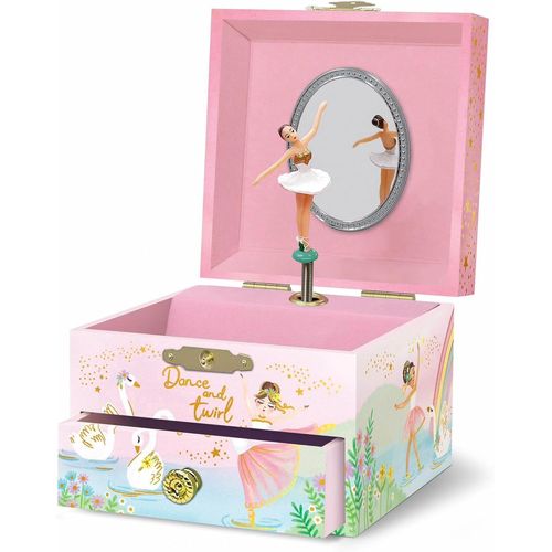 Subzonal-Boîte À Bijoux Musicale Ballerine Pour Filles - Boîte À Musique Danseuse Étoile Avec Miroir, Cadeau De Ballet Pour Petites Filles, Boîte À Bijoux, Cadeau D'anniversaire Pour Enfants, 3-10 An