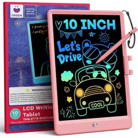 Tablette D'écriture LCD 10 Pouces, Ardoise Magique Effaçable pour Enfants, Tableau Créatif et Jouet Éducatif, Idée Cadeau d'Anniversaire pour Garçons et Filles de 3 4 5 6 7 8 Ans (Rose)