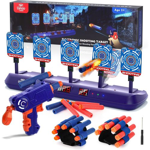 Eryi-Cible Pour Nerf, Electronique Avec 5 Cibles 3 Modes, Jeu De Tir Avec Effet Lumineux Et Sonore (Bleu Avec Un Pistolet), Pour 3+ Ans