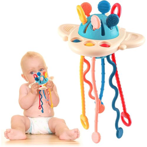 Montessori Bebe, Motricité Fine bébé, Jeux Sensoriel Bebe 1 an, Jeux de Corde à Tirer, Jouet de Dentition pour Bébé, Cadeau pour Garçons Filles