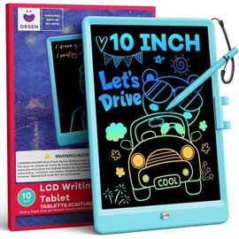 Tablette D'écriture LCD 10 Pouces, Ardoise Magique Effaçable pour Enfants, Tableau Créatif et Jouet Éducatif, Idée Cadeau d'Anniversaire pour Garçons et Filles de 3 4 5 6 7 8 Ans (Bleu)