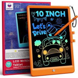 Tablette D'écriture LCD 10 Pouces, Ardoise Magique Effaçable pour Enfants, Tableau Créatif et Jouet Éducatif, Idée Cadeau d'Anniversaire pour Garçons et Filles de 3 4 5 6 7 8 Ans (Orange)