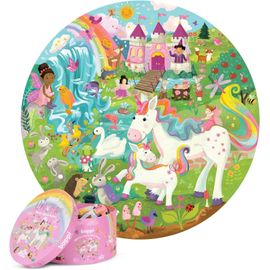 FEW-Puzzle licorne pour enfants de 5 à 8 ans \u2013 Puzzle licorne rond de 150 pièces \u2013 Puzzle princesse avec fées et animaux fabriqué en carton 100 % recyclé