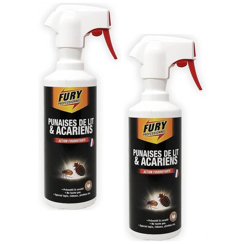 Fury Lot de 2 flacons 500 ml Tue punaises de lit et acariens prêt à l'emploi