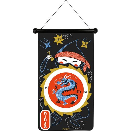 ERYI-Magnétiques Thème Ninja-6 Fléchettes En Plastique Tissu Recto Verso-Jeu Aimanté À Suspendre-Dès 4 Ans, J02089, Multicolore, 44 X 4 X 65