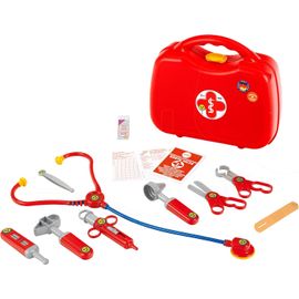 4383 Mallette médecin | Avec 14 accessoires dont stéthoscope, thermomètre, seringue | Et une poignée pratique. Dimensions: 28 cm x 9,5 cm x 22 cm | Jouet pour enfants à partir de 3 ans