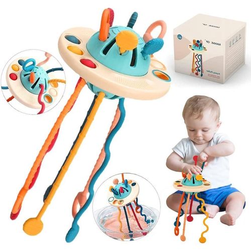TDRFL-Jouets Montessori Pour Bébés 6 12 18 Mois,Jouet Bebe 1 An,Jeux D'Activité,Motricité,Multisensorielle Pour Bébé,Corde À Tirer En Silicone Jouet Cadeau Pour Les Tout-Petits