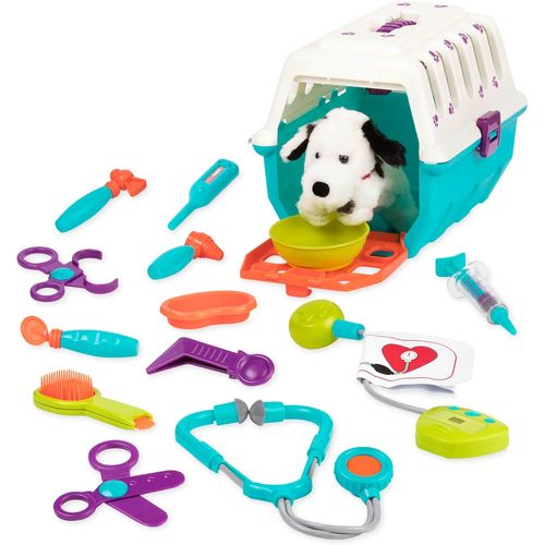 ERYI-- Kit Vétérinaire Avec Dalmatien - Jouets Et Outils Vétérinaires Avec Cage De Transport - 15 Pieces - Pour Enfants Âgés De 2 Ans +