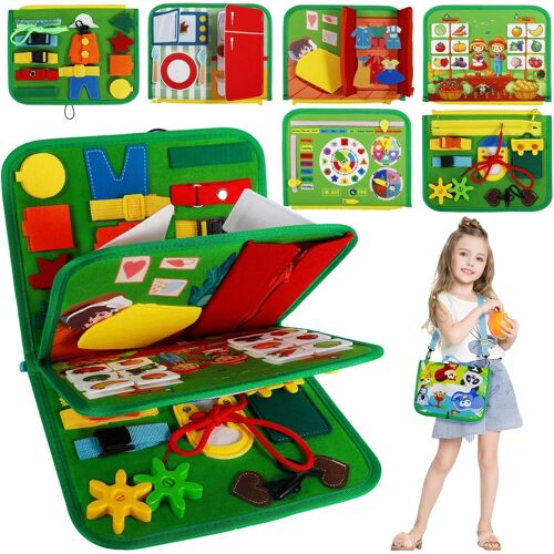 KAL-Busy Board Pour Jouet Enfant Montessori 2 3 4 Ans, Jeux Educatif Enfant Pour Apprendre Motricité Fine, Jouet Éducatif Préscolaire, Activite Livre Sensoriel, Cadeau Pour Garçons Et Filles
