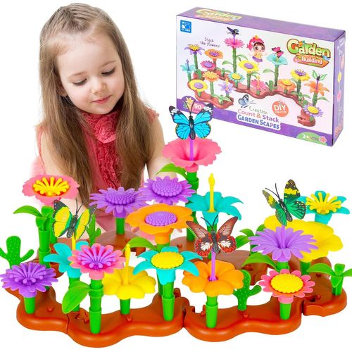 MDY-90 Pièces Jouets de Construction de Jardin de Fleurs, Jouets de Construction Jardin de Fleurs Blocs pour Filles, DIY Creatifs Et Ensembles De Bouquets, Cadeaux pour 3 à 6 Ans Filles et Garçons