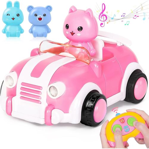 TZF-Jouet Cadeaux pour Filles 2 3 4 5 Ans, Voiture Télécommandée avec Lumières et Musique, 2.4Ghz Voiture Radiocommandée rc Car Toy Rose