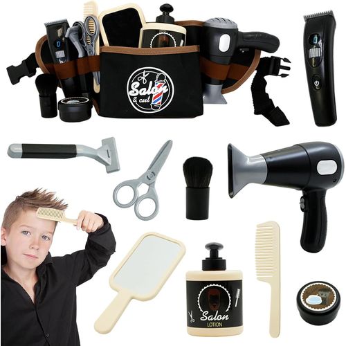 Ensemble de Salon de Beauté,10 PièCes Kit Coiffure pour Enfants,Jouets de Salon de Coiffure,Mode Jeu de Simulation de Coiffeur,Jeu de Rôle de Coiffure pour Enfants Garçons et Filles 3+ Ans.