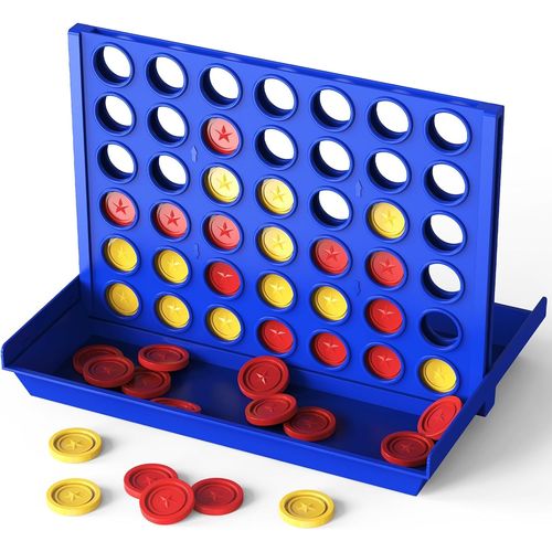 Nsiecd-4 En Ligne Format Standard Pour Enfants De 3+ Ans, Jeu De Société Familial, Jeu De Stratégie Éducatif, Jeu De Voyage Portable Pour 2 Joueurs, Design Pliable Avec 6 Jetons De Rechange