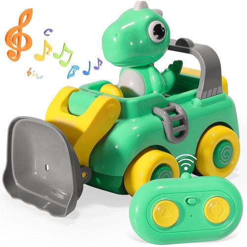 KAL-Voiture Télécommandée À Partir De 3 Ans, Dinosaure, Pelleteuse, Avec Lumières Et Musique, Pour Voiture Radiocommandée À Partir De 2, 3, 4, 5, 6 Ans, Garçon, Jouet D'Extérieur, Petits