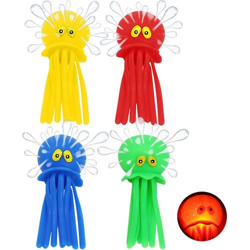Kal-Lot De 4 Jouets De Bain En Forme De Pieuvre Avec Lumière Led Et Pistolet À Eau - Pour Enfants À Partir De 3 Ans - Idéal Pour La Piscine, La Plage Et La Baignoire