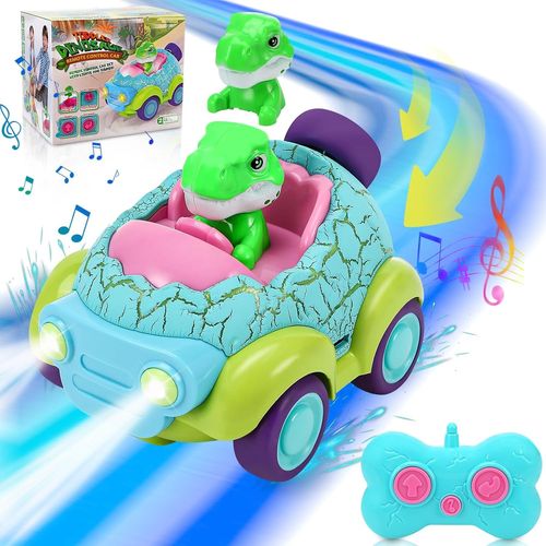 KAL-Voiture Télécommandée À Partir De 3 Ans, Jouet Dinosaure, Avec Lumières Et Musique, Pour Voiture Radiocommandée À Partir De 2, 3, 4, 5, 6 Ans, Garçon, Jouet D'Extérieur, Petits Cadeaux Pour