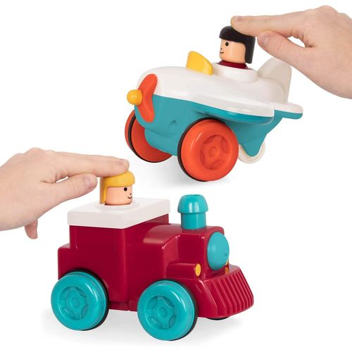 ERYI-Wind-Up Vehicles \U2013 Pull-Back Cars Plane Combo \U2013 Cause Effect Toys \U2013 18 Months Airplane + Pump And Go Train Engine, Bt2627Z, Multicolore