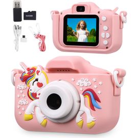 ERYI-Appareil Photo Pour Enfants, 2.0 Pouces Enfant Appareil Photo Numérique, Mini Caméra Rechargeable Caméscope Cadeau Jouet Filles Garçons De 3 À 10 Ans, Vidéo Hd 1080P,64G Sd Carte,Caméras Jeu Enf