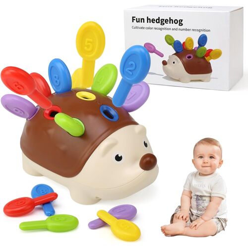 KALANKA-Jouet Montessori 18 Mois, Hérisson Jouet de Tri, Jouet Sensoriel Motricité Fine Bebe Jeux Éducatif pour Apprendre à Compter et Les Couleurs, Cadeau pour Enfants Bebe Fille Garcon 2 3 Ans