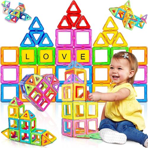 KALWL-Construction Magnetique Enfant 46 Pièces Jouet Enfant 3 4 5 6 Ans Jeux Pour Enfants Jeu Bloc De Construction Magnétique Jeux Educatif Jeux De Construction Jeu Aimante