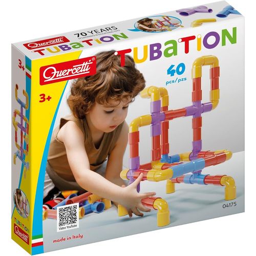 MDY-Tubation, Jeux de Construction, Jouet Enfant 3 Ans, Jeux Educatif, Construction Mécanique, Montessori, Kits de Loisirs Créatifs, 40 Tubes Colorés pour Structures 3D, Made in Italy