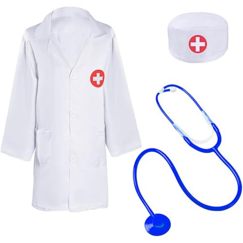 ERYI-2-5 Ans Jeu De Rôle De Médecin, Ensemble De Jouets Médecin Avec Stéthoscope, Costumes Et Accessoires De Médecin Pour Enfants, Jeu D'Imitation, Cadeau Éducatif