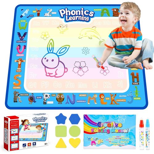 Tapis Dessin Eau Bebe, Jouet Enfant 1 2 3 Ans Cadeau Enfant 1 2 3 Ans Jouet Bebe 1 2 Ans Dessin Enfant Cadeau Fille 2 3 Ans Jouet Garcon 2 3 Ans Jeux Educatif Enfant 2 3 Ans (Bleu)(78x58 cm)