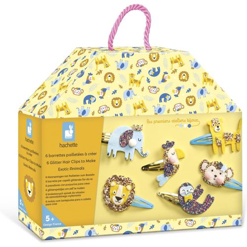 MDY-- Coffret 6 Barrettes à Créer - Animaux Exotiques - Les Ateliers Bijoux - Kit Loisir Créatif Enfant - Apprentissage Motricité Fine et Créativité - Dès 5 Ans - J09178