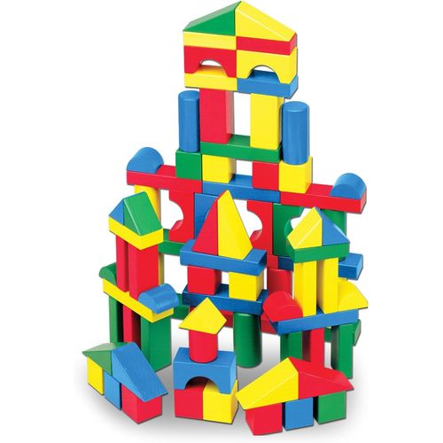 ERYI-Blocs De Construction En Bois, Jouet Éducatif Pour Les Enfants, 100 Blocs Colorés De Formes Et Tailles Différentes, Jeux D'Éveil, Cadeau Pour Garçons Et Filles De 3 4 5 6 7 Ans