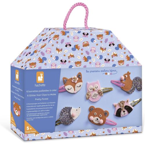 ERYI-- Coffret 6 Barrettes À Créer - Animaux De La Foret - Les Ateliers Bijoux - Kit Loisir Créatif Enfant - Apprentissage Motricité Fine Et Créativité - Dès 5 Ans - J09180
