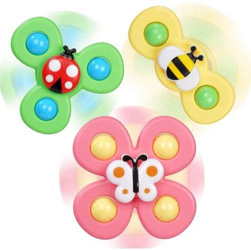 RVKAL-Ventouse Spinner Jouets,3Pcs Coccinelle Abeille Papillon Animaux Mignons Jouets De Bain Bébé,Ventouses Rotatives Jouets,Bébé Spinner Jouets Cadeau Pour Tout-Petit,Enfants,Filles,Garçons