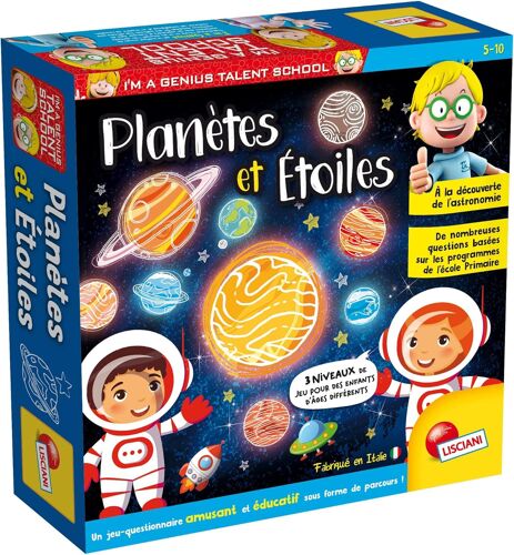 I'm A Genius - Planètes Et Étoiles - Quiz Educatif Pour Enfants Dès 5 Ans - Découverte De L'astronomie - Parcours De Jeux - 3 Niveaux De Difficultés - Fabriqué En Italie