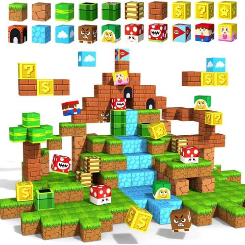 Construction Magnetique Enfant,Bloc De Aimanté Construction Enfant 3 4 5 6 Ans Fille Garcon Jeu Jeux Montessori,Cube Magnetique Jouets Pour Garçons Et Filles De Cadeaux De Noël Et D'Anniversaire
