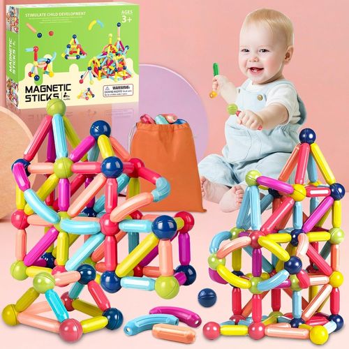 ERYI-Bloc Construction Magnetique Enfant, 88Pcs Boules Magnétiques Et Tiges, Bloc De Construction Magnétique Montessori, Jeux Construction Magnétique, Jeux Jouet Magnetique Enfant Âgés De 3 Ans +