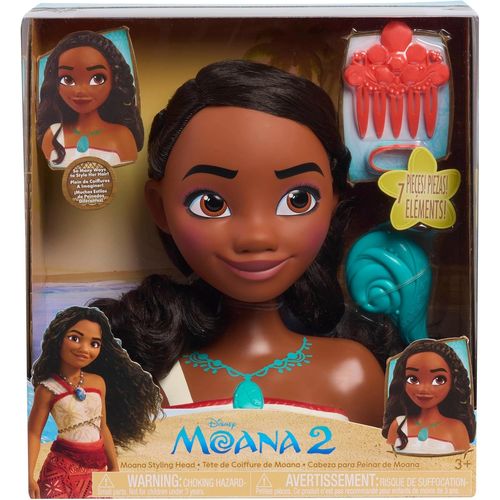 KALANKA-Tête à coiffer Vaiana 2 Princesses Disney, 7 Accessoires, Jeux d¿Imitation, Jouets pour Enfants de 3 Ans et Plus