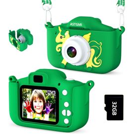 Appareil Photo pour Enfants, 2.0 Pouces Enfant Appareil Photo Numérique, Mini Caméra Enfant Rechargeable Caméscope Cadeau Filles Garçons de 3 à 10 Ans, vidéo HD 1080p, 32G SD Carte