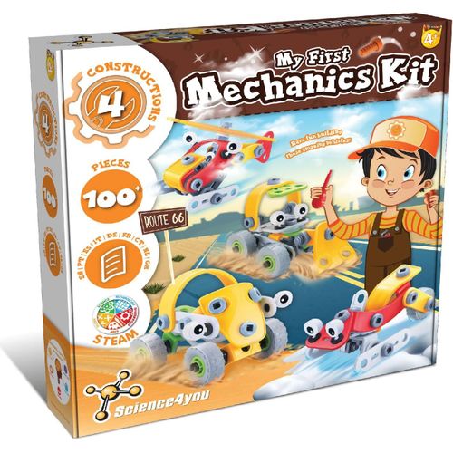ERYI--Mon Premier Car Primier Kit Mécanique Construction 4 Assemblages, Comprend Helicoptère Et Voiture A Monter, Joeuts, Jeux Et Cadeaux Pour Enfants +4 Ans