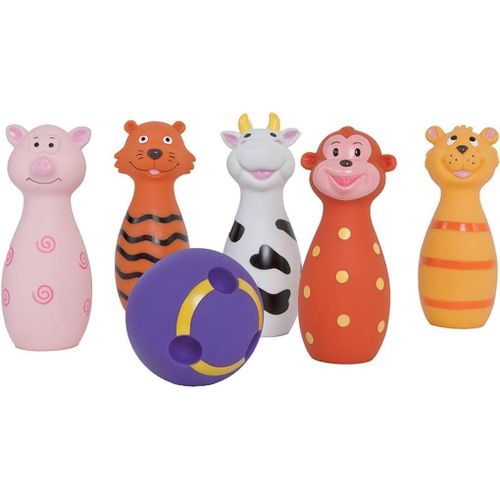 ERYI-- Jeu De 5 Quilles En Forme De Chats + 1 Balle - Jouet D¿Éveil En Plastique Souple Pour Développer La Dextérité Et La Motricité - À Partir De 10 Mois