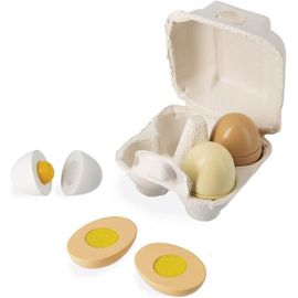 ERYI-- Boîte De 4 ?ufs En Bois - Jouet D'Imitation Cuisine Et Dinette - 4 Systèmes D'Ouverture Différents - Peinture À L'Eau - Dès 3 Ans, J06593