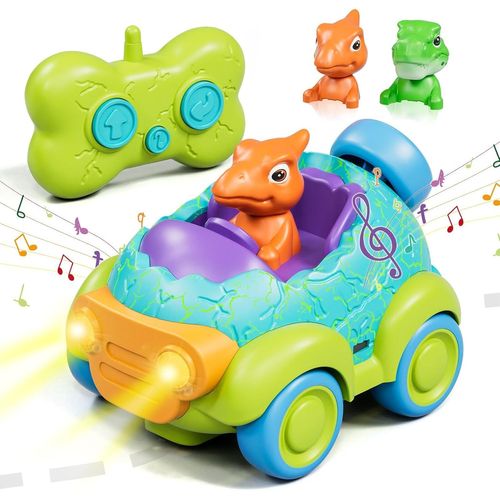 DDA-Voiture Telecommandé Enfant, Dinosaure Telecommandé Enfant, Jouet Dinosaure avec Lumières et Musique, Jouet Garcon 2 Ans