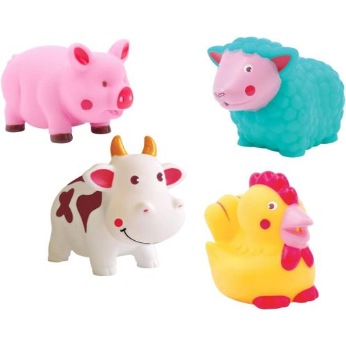 KALANKA-LUDI - Aspergeurs de Bain, Ferme - 4 Animaux Arroseurs pour Jouer dans Le Bain ou à la Plage - Jouets de Bain pour Bébé - À Partir de 10 Mois